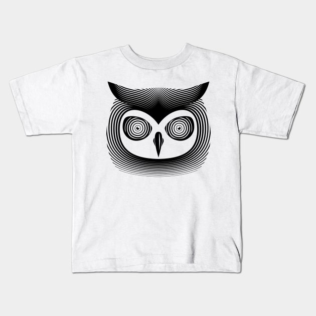 Hypno Owl Kids T-Shirt by AxiomDesign